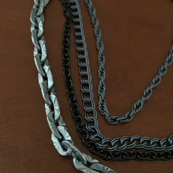 Sabika gun metal silver and black multi chain necklace and bracelet set - Picture 3 of 3